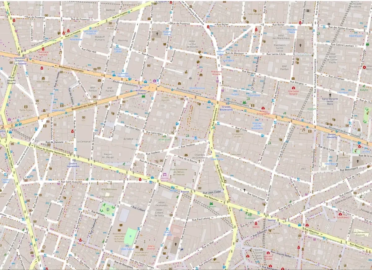 Plan du quartier autour du 8 rue Saint-Marc, 75002 Paris